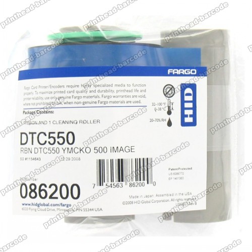 86200 Color Ribbon YMCKO 500 prints for Fargo DTC550 - Click Image to Close